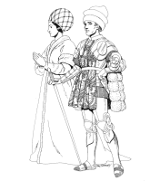Een kleurplaat van  renaissance kleding